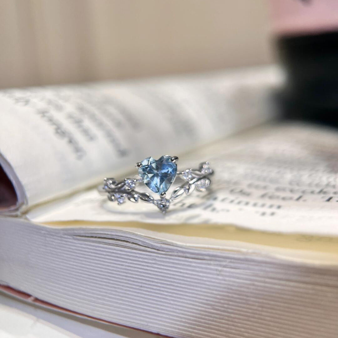 Silver Heart Zircon Open Ring, Niche Design Fashion Light Luxury Elegant High-end Hand Jewelry For Women