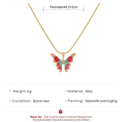 Clavicle Chain Instagram-style Iridescent Oil-drop Butterfly Necklace